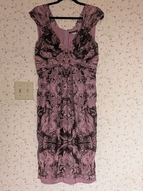 🩷 🩶 🖤 Peruvian Collection 12 Dress Silk Marble-Print Cap-Sleeve